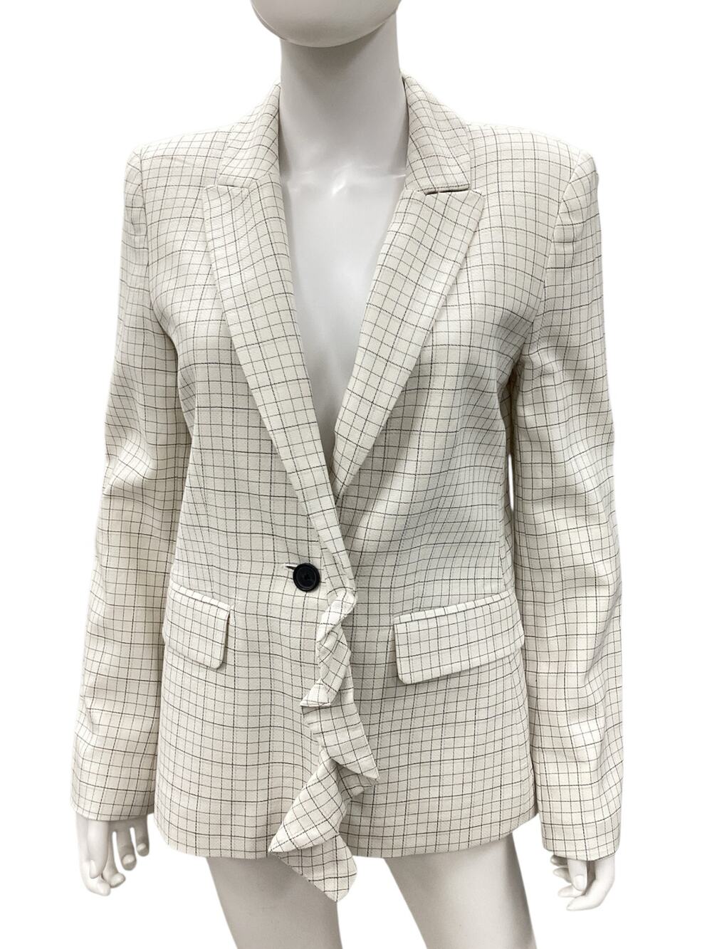 NWT Joie Blazer Women’s SZ M 100% Cotton One Button Closure Windowpane Pattern